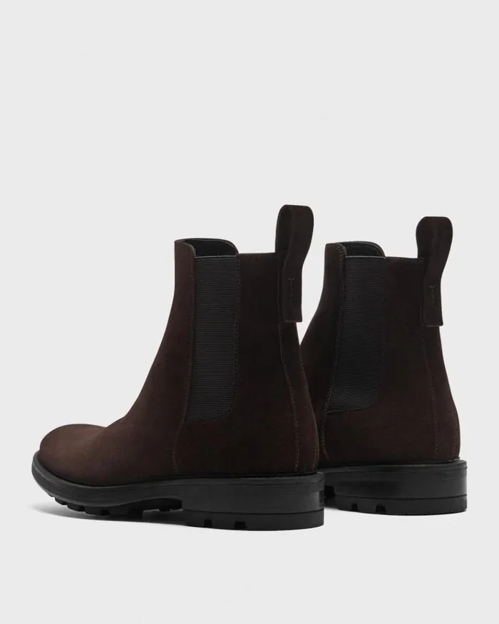 Theory Chelsea Boots In Suede Hickory Men Shoes