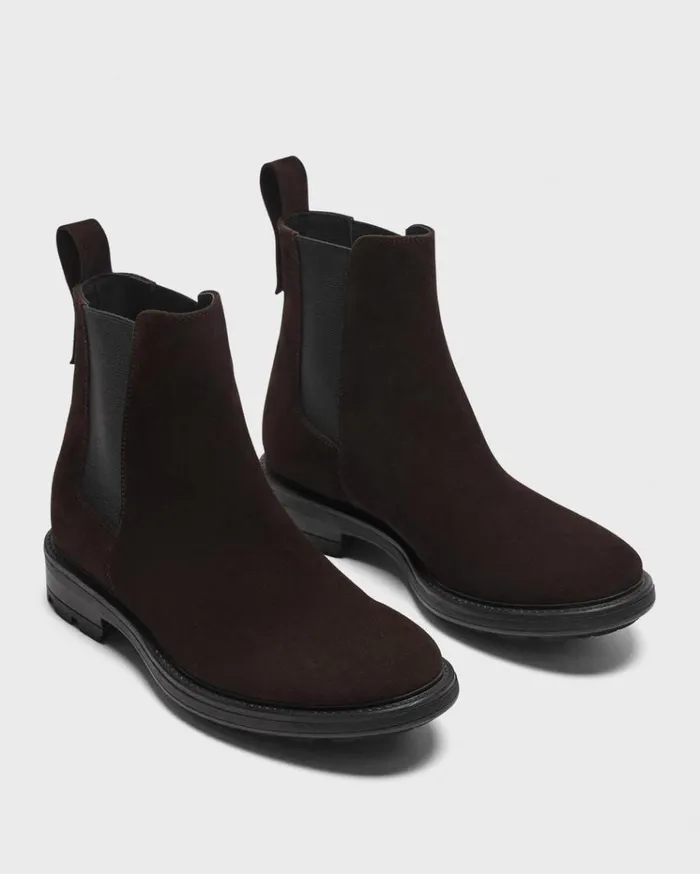 Theory Chelsea Boots In Suede Hickory Men Shoes