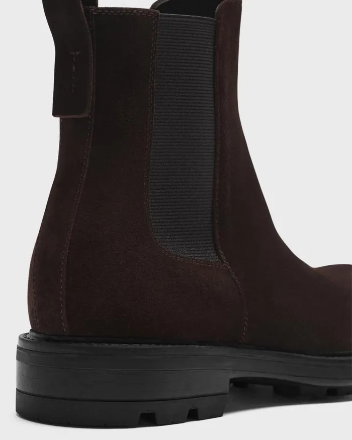Theory Chelsea Boots In Suede Hickory Men Shoes