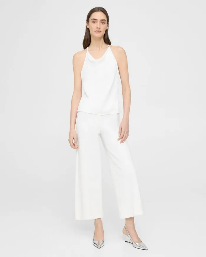 Theory Cowl Neck Halter Top In Viscose White Women Tops Theory Cowl Neck Halter Top In Viscose White Women Tops