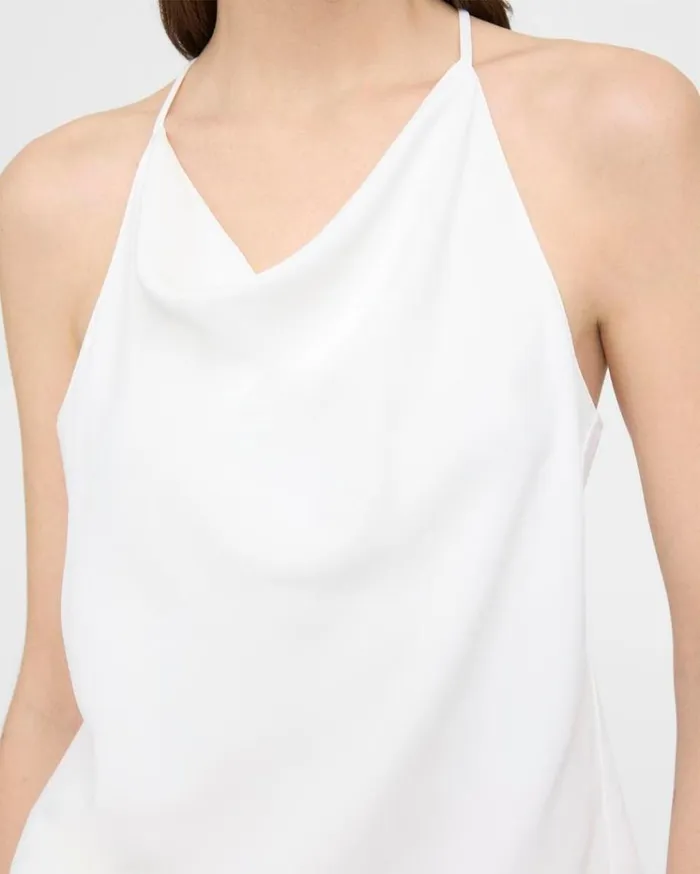 Theory Cowl Neck Halter Top In Viscose White Women Tops Theory Cowl Neck Halter Top In Viscose White Women Tops