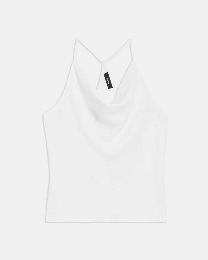 Theory Cowl Neck Halter Top In Viscose White Women Tops Theory Cowl Neck Halter Top In Viscose White Women Tops