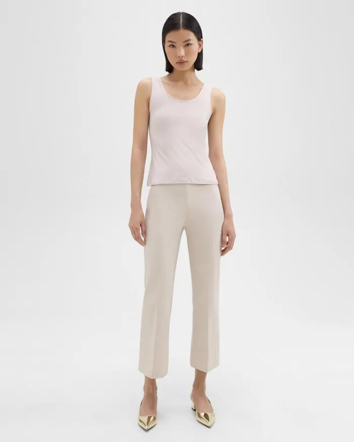 Theory Cropped Kick Pant In Stretch CottonBlend New Sand Women Pants