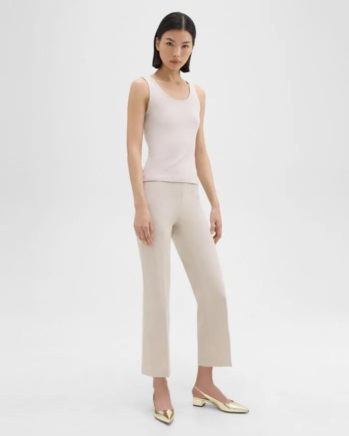 Theory Cropped Kick Pant In Stretch CottonBlend New Sand Women Pants Theory Cropped Kick Pant In Stretch CottonBlend New Sand Women Pants