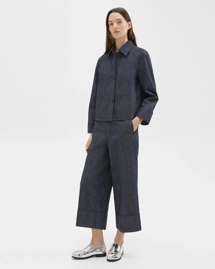 Theory Cuffed Capri Jean In Crisp Denim Indigo Women Pants Theory Cuffed Capri Jean In Crisp Denim Indigo Women Pants