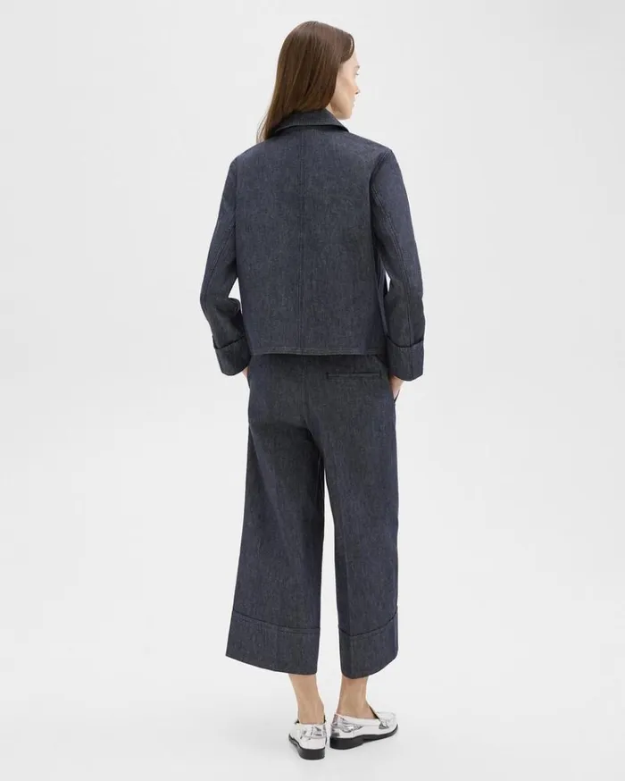 Theory Cuffed Capri Jean In Crisp Denim Indigo Women Pants Theory Cuffed Capri Jean In Crisp Denim Indigo Women Pants