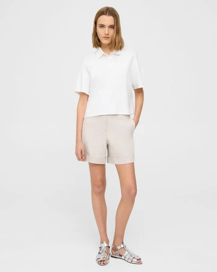 Theory Cuffed Short In Stretch Cotton Twill Sand Women Pants