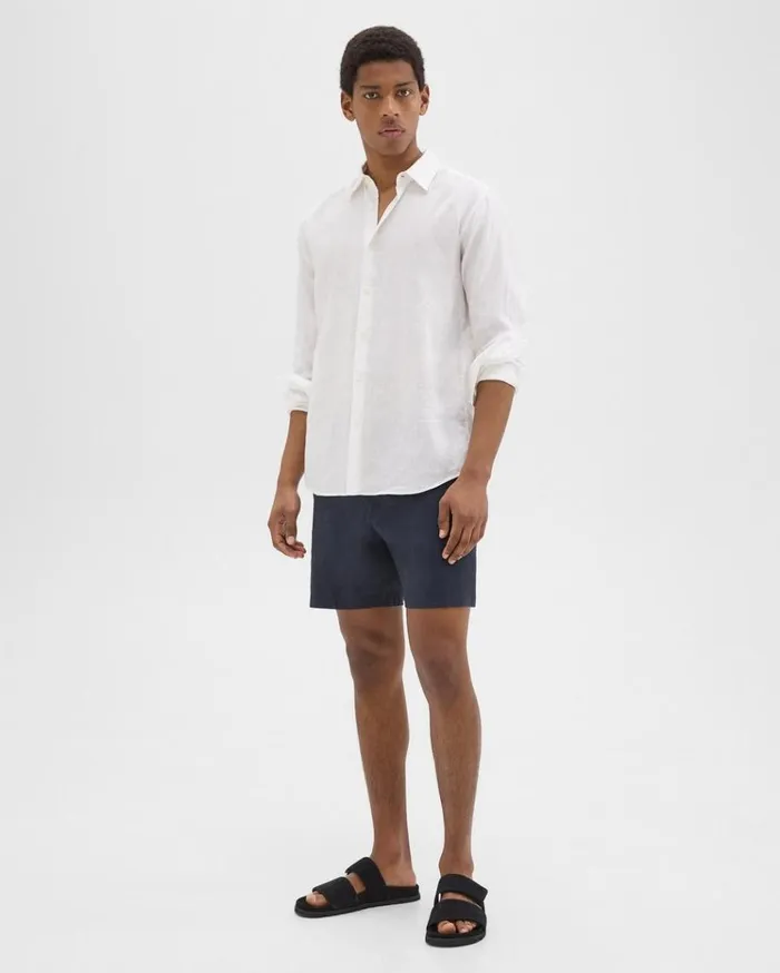 Theory Curtis 7034 Drawstring Short In Good Linen Space Men Shorts