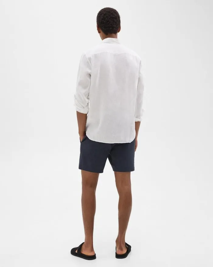 Theory Curtis 7034 Drawstring Short In Good Linen Space Men Shorts