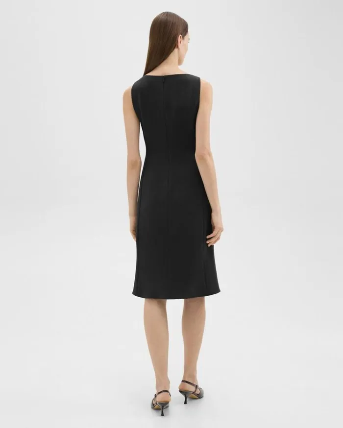 Theory Flared Dress In Crepe Black Women Dresses