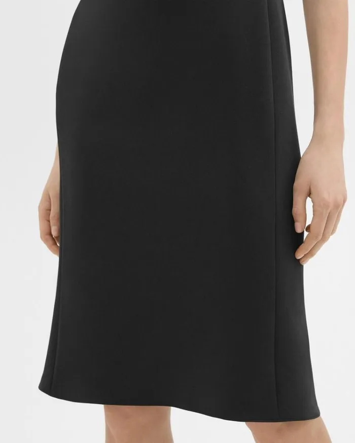 Theory Flared Dress In Crepe Black Women Dresses