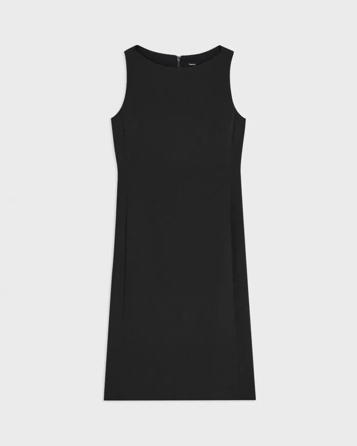 Theory Flared Dress In Crepe Black Women Dresses