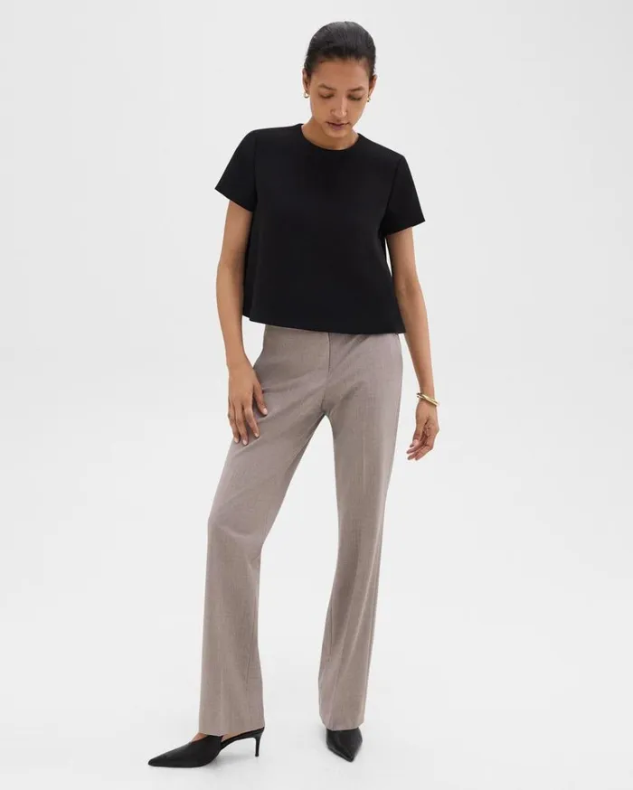 Theory Flared Pant In Good Wool Cinder Melange Women Pants