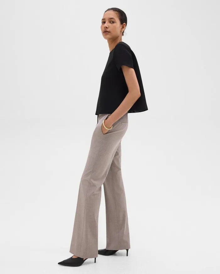 Theory Flared Pant In Good Wool Cinder Melange Women Pants