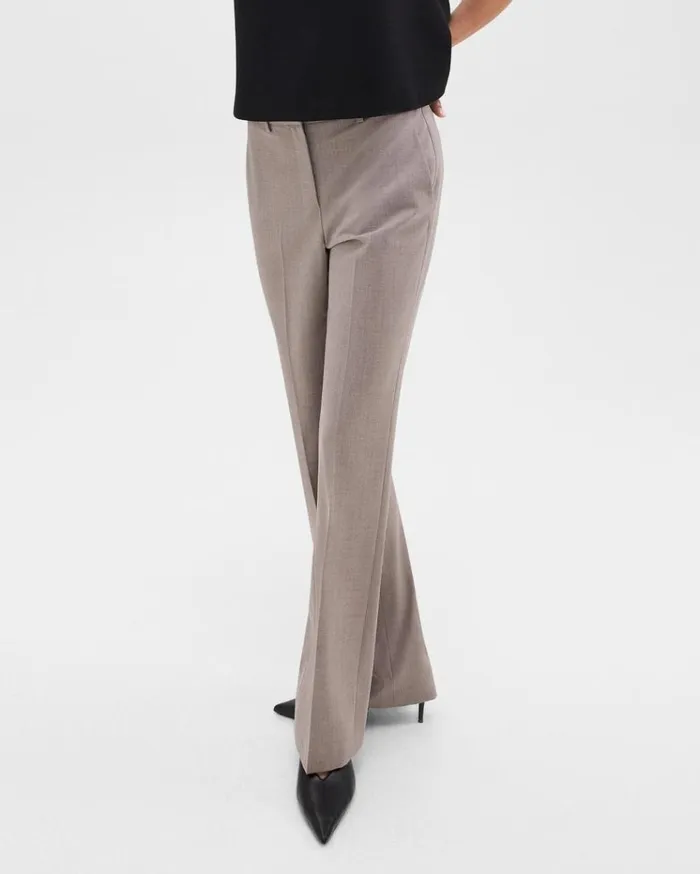 Theory Flared Pant In Good Wool Cinder Melange Women Pants