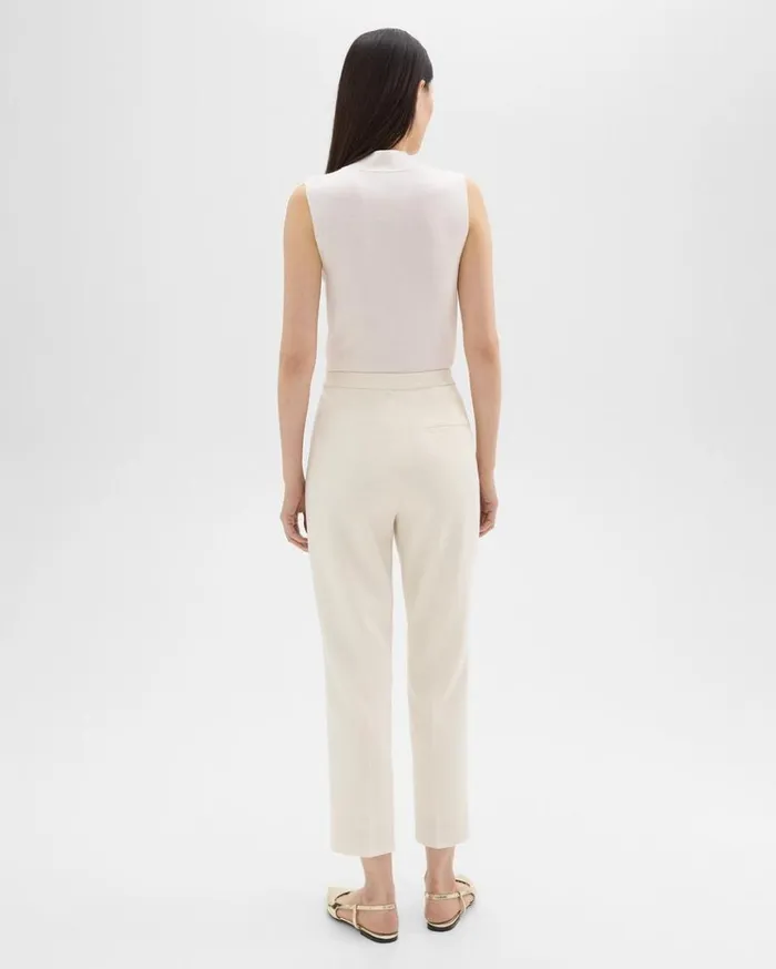 Theory HighWaist Slim Crop Pant In Admiral Crepe Rice Women Pants