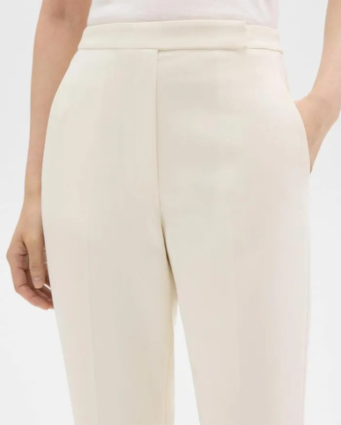Theory HighWaist Slim Crop Pant In Admiral Crepe Rice Women Pants