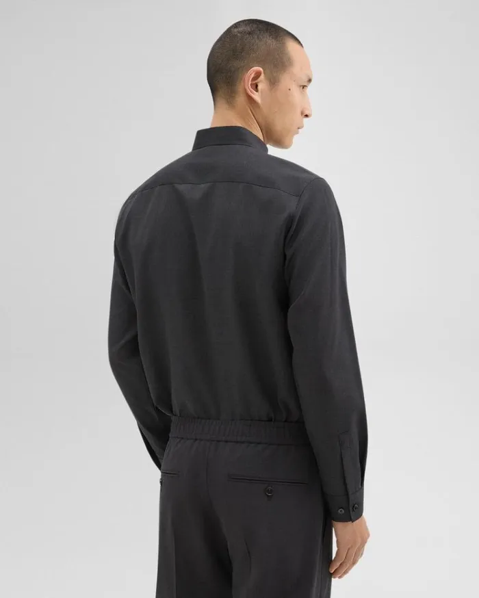 Theory Hugh Shirt In Virgin Wool Dark Charcoal Men Shirts Theory Hugh Shirt In Virgin Wool Dark Charcoal Men Shirts