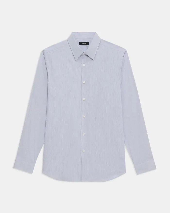 Theory Irving Shirt In Striped Cotton Blend Whiteolympic Men Shirts Theory Irving Shirt In Striped Cotton Blend Whiteolympic Men Shirts