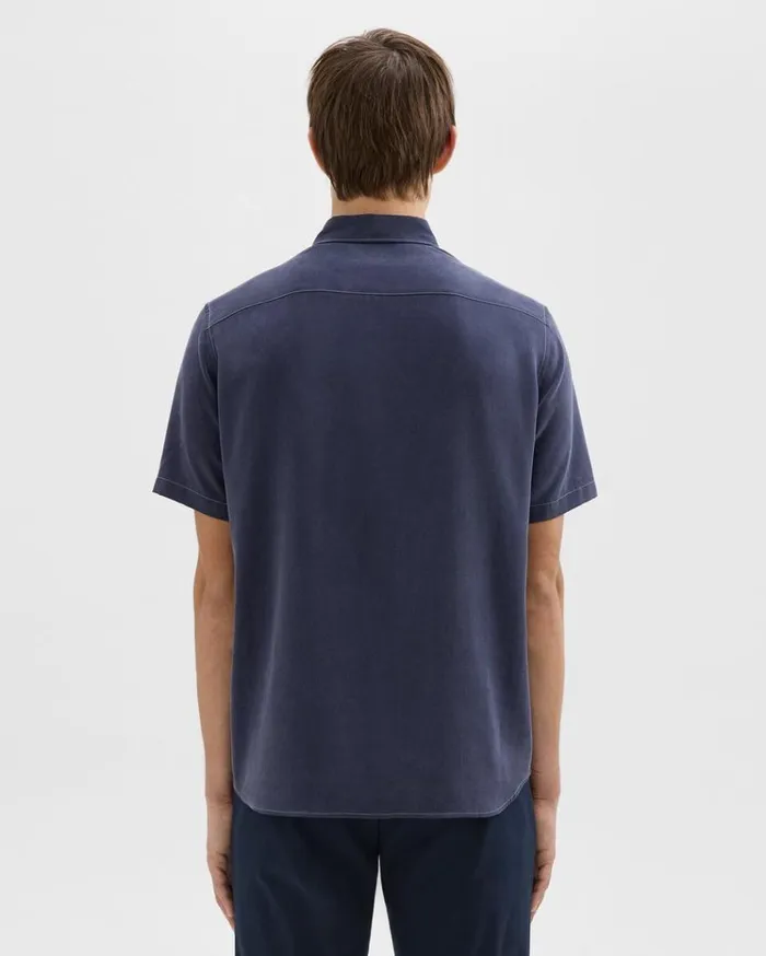 Theory Irving ShortSleeve Shirt In Fluid Twill Baltic Men Shirts Theory Irving ShortSleeve Shirt In Fluid Twill Baltic Men Shirts