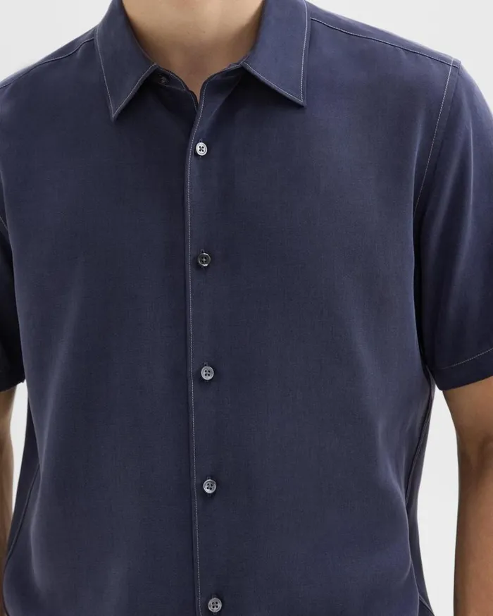 Theory Irving ShortSleeve Shirt In Fluid Twill Baltic Men Shirts Theory Irving ShortSleeve Shirt In Fluid Twill Baltic Men Shirts
