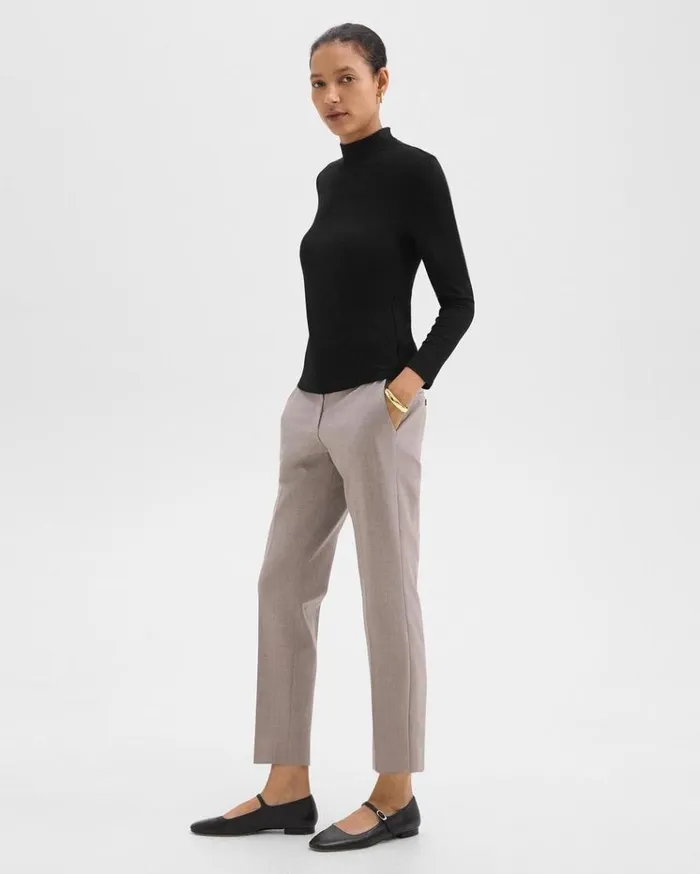 Theory Mary Jane Ballerina Flat In Leather Black Women Shoes