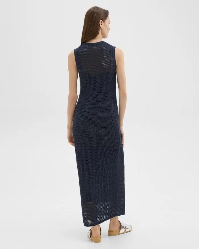 Theory Mesh Maxi Dress In LinenViscose Nocturne Navy Women Dresses Theory Mesh Maxi Dress In LinenViscose Nocturne Navy Women Dresses
