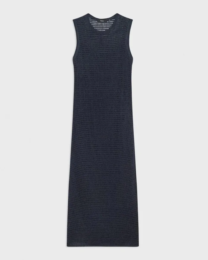 Theory Mesh Maxi Dress In LinenViscose Nocturne Navy Women Dresses Theory Mesh Maxi Dress In LinenViscose Nocturne Navy Women Dresses