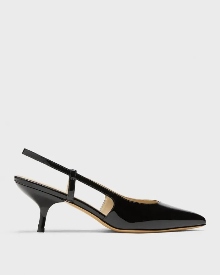 Theory Micro Slingback Pump In Patent Leather Black Women Shoes