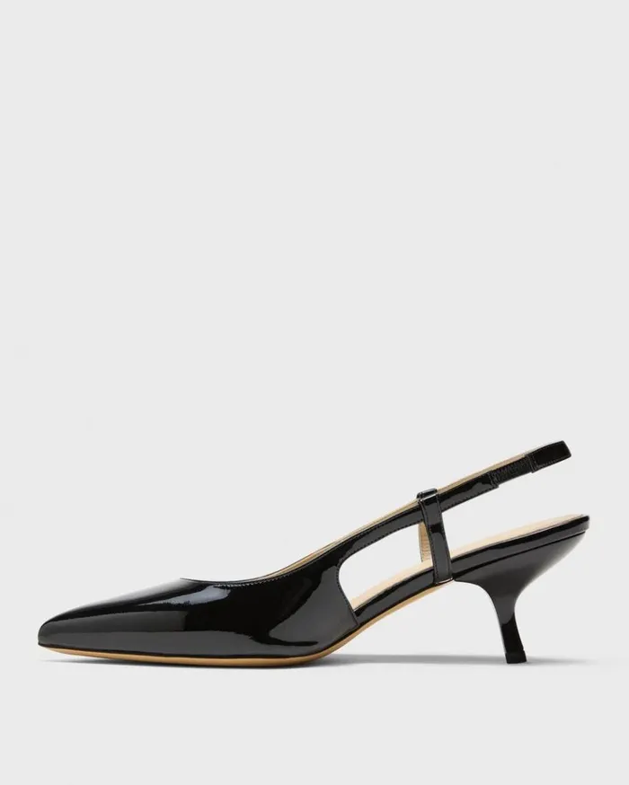 Theory Micro Slingback Pump In Patent Leather Black Women Shoes