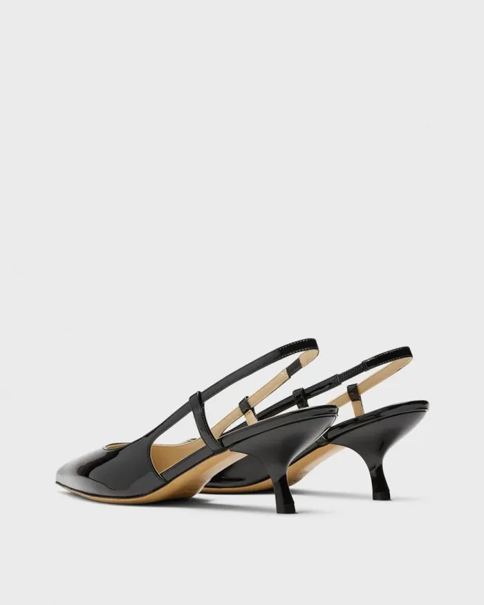 Theory Micro Slingback Pump In Patent Leather Black Women Shoes