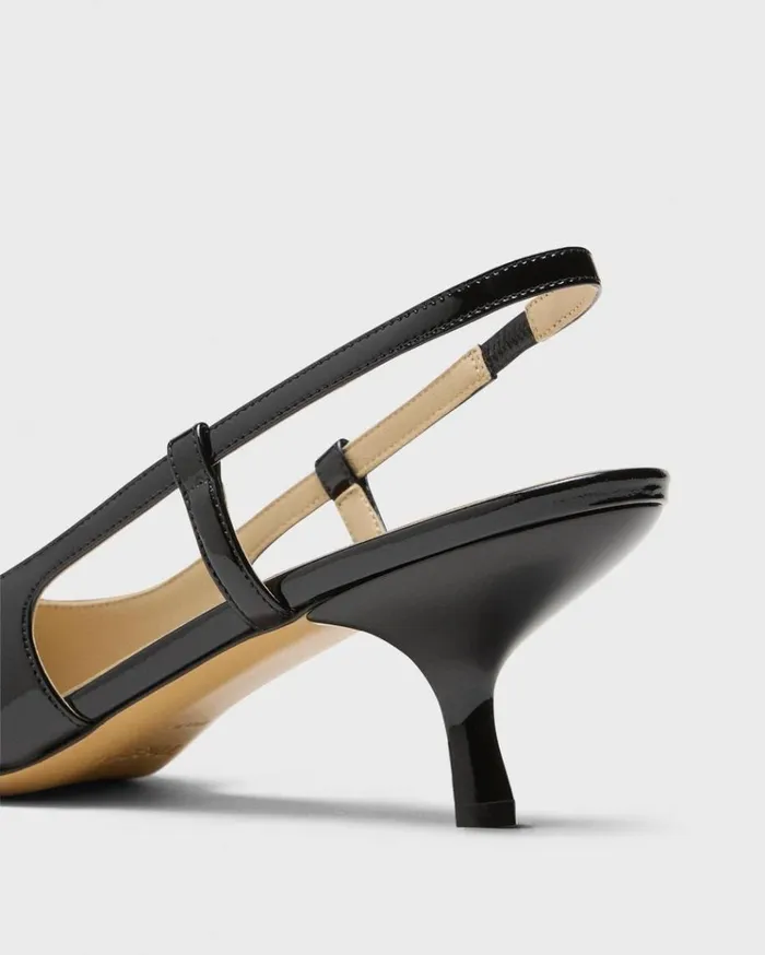 Theory Micro Slingback Pump In Patent Leather Black Women Shoes