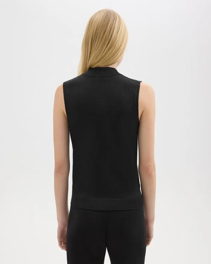 Theory Mock Neck Sweater Shell In Regal Wool Black Women Tops