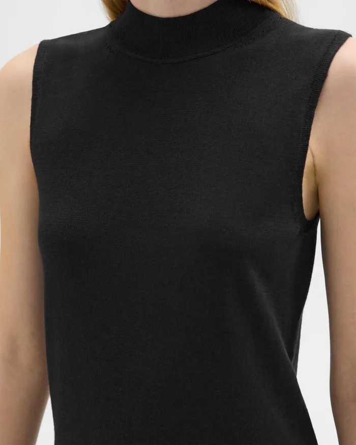 Theory Mock Neck Sweater Shell In Regal Wool Black Women Tops