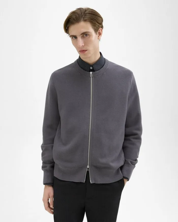 Theory NylonWool Combo Cardigan Graphite Men Sweaters Cardigans