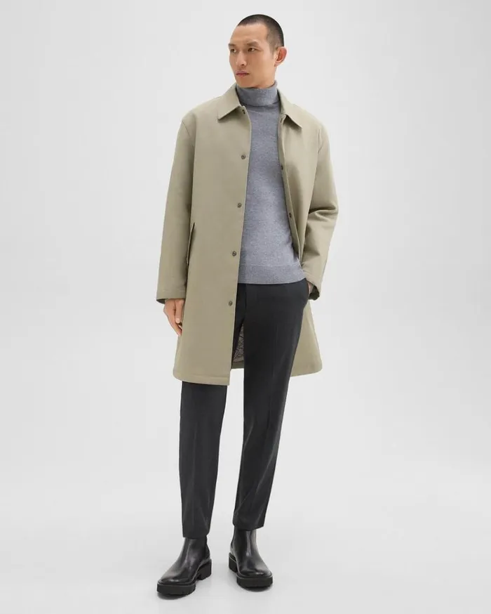 Theory Overcoat In Cotton Twill Buff Men Outerwear
