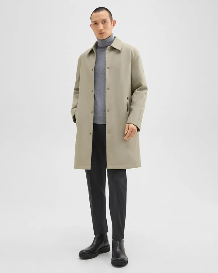 Theory Overcoat In Cotton Twill Buff Men Outerwear Theory Overcoat In Cotton Twill Buff Men Outerwear