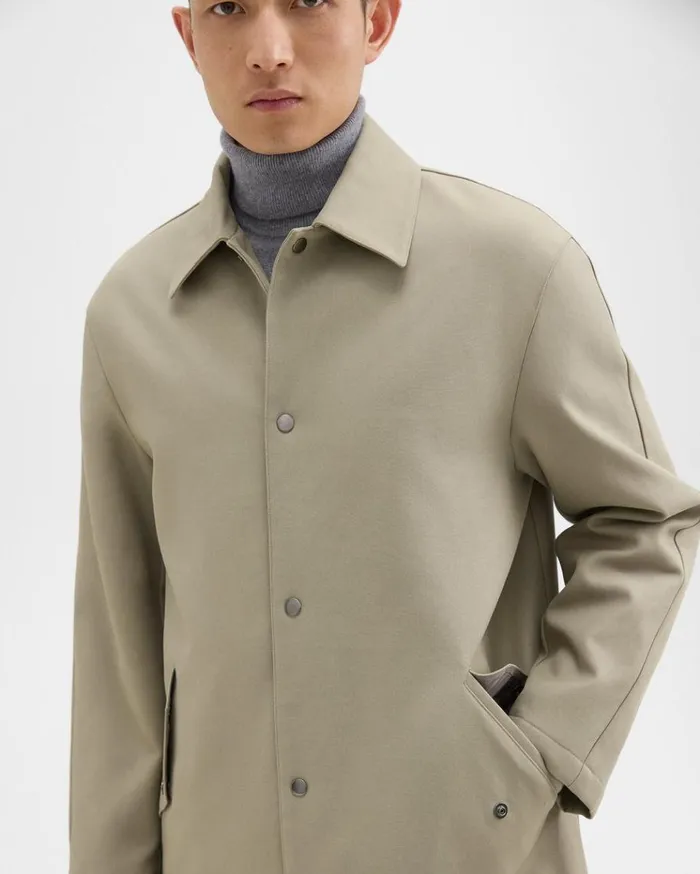 Theory Overcoat In Cotton Twill Buff Men Outerwear Theory Overcoat In Cotton Twill Buff Men Outerwear