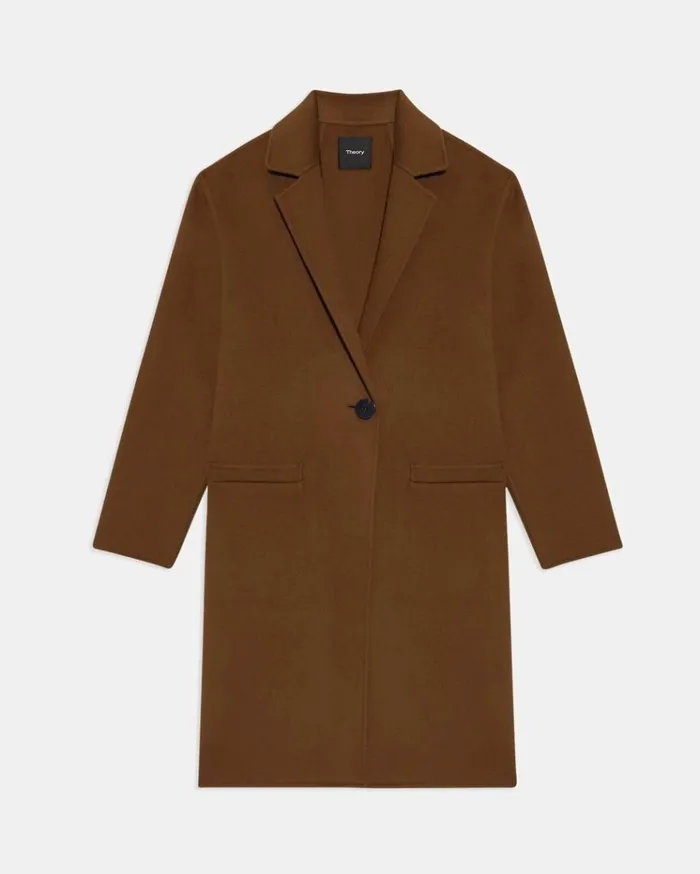 Theory Overcoat In DoubleFace WoolCashmere Russet Women Outerwear