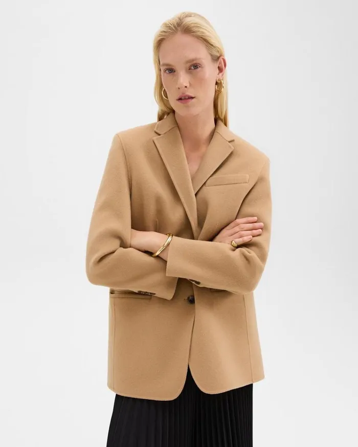Theory Oversized Blazer In DoubleFace WoolCashmere New Camel Women Blazers Jackets