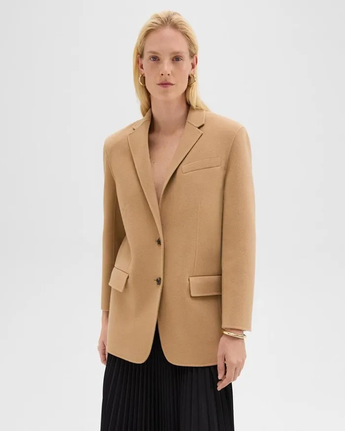 Theory Oversized Blazer In DoubleFace WoolCashmere New Camel Women Blazers Jackets