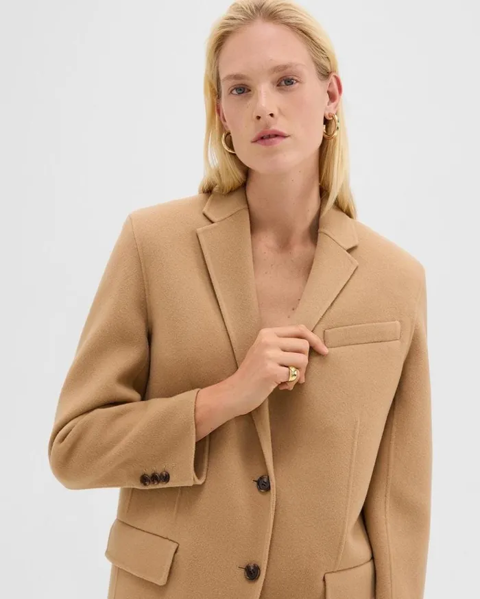 Theory Oversized Blazer In DoubleFace WoolCashmere New Camel Women Blazers Jackets
