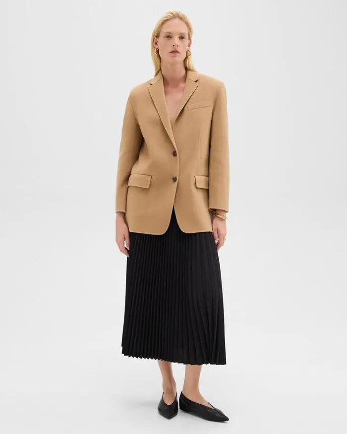Theory Oversized Blazer In DoubleFace WoolCashmere New Camel Women Blazers Jackets