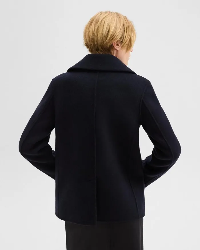 Theory Peacoat In Recycled Wool Baltic Women Outerwear