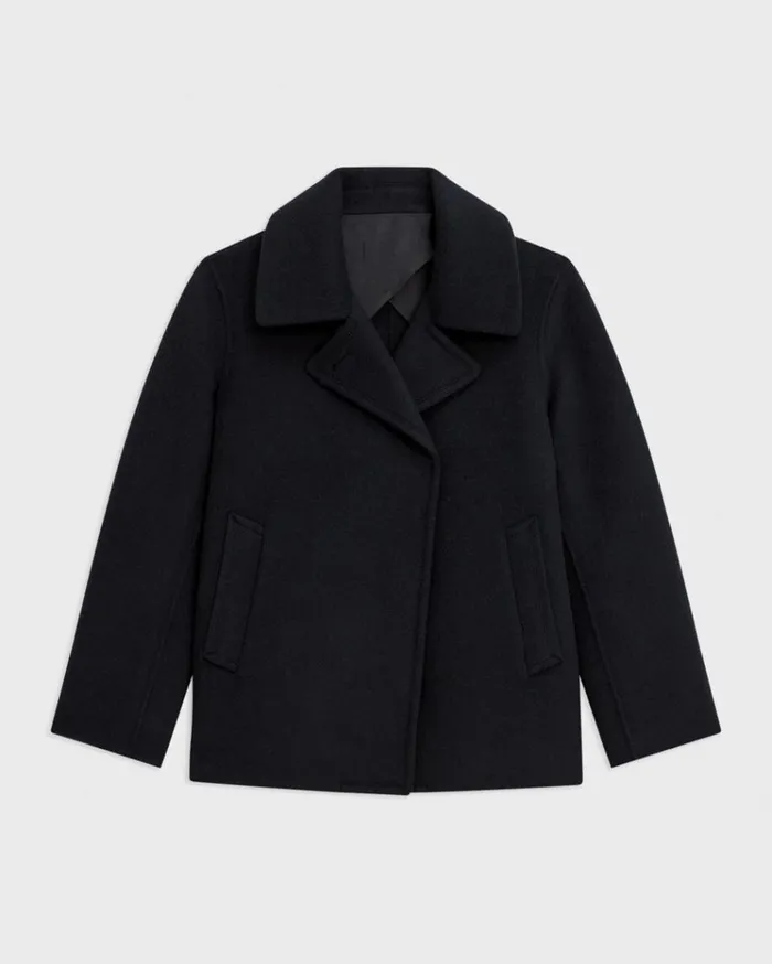 Theory Peacoat In Recycled Wool Baltic Women Outerwear