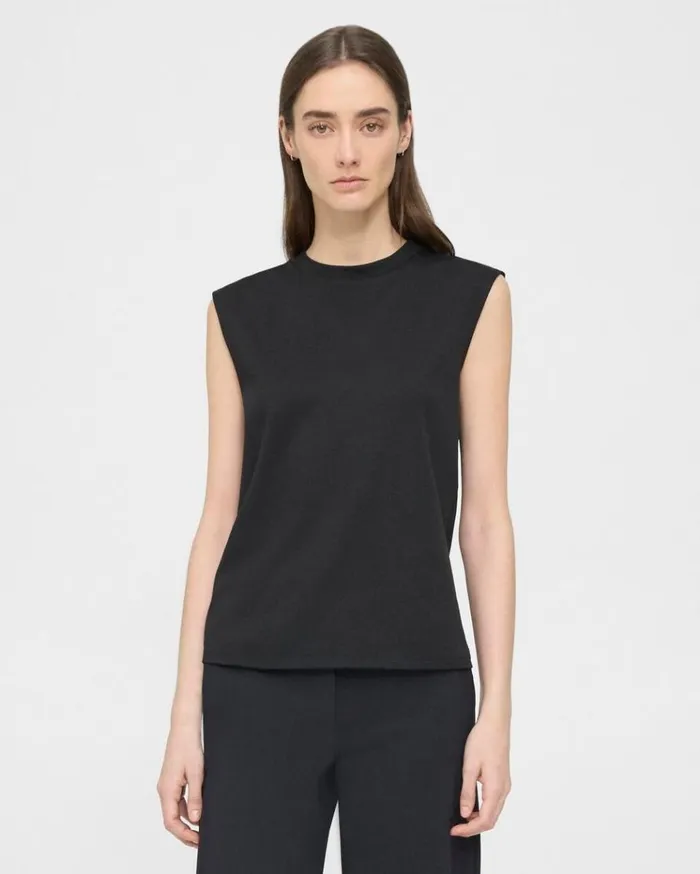 Theory Perfect CutOff Tee In Cotton Jersey Black Women TShirts Tank Tops