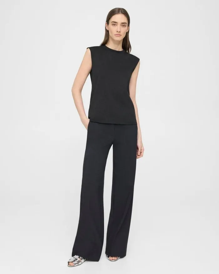 Theory Perfect CutOff Tee In Cotton Jersey Black Women TShirts Tank Tops
