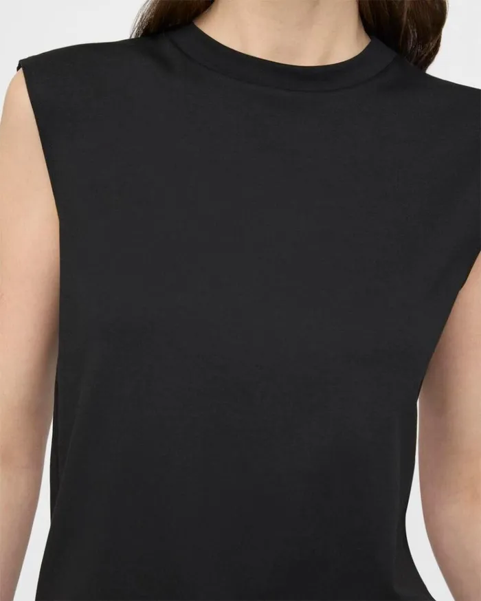 Theory Perfect CutOff Tee In Cotton Jersey Black Women TShirts Tank Tops