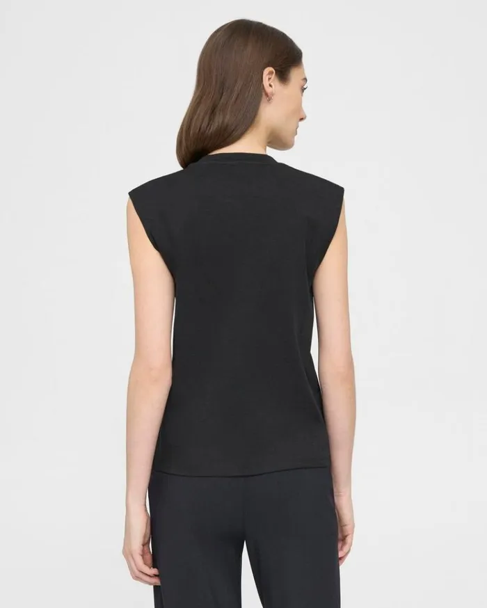 Theory Perfect CutOff Tee In Cotton Jersey Black Women TShirts Tank Tops
