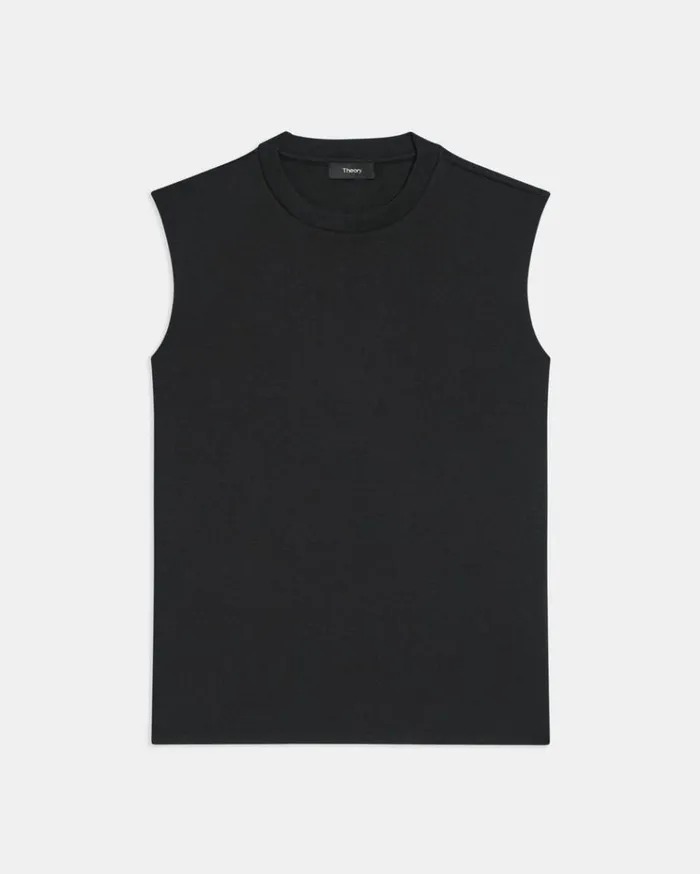 Theory Perfect CutOff Tee In Cotton Jersey Black Women TShirts Tank Tops